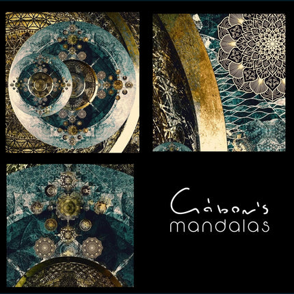 Cosmic Mandala Art Print: Teal Gold Sacred Geometry Wall Art (Vertical/Horizontal)