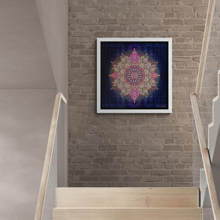 Mystic Lotus Mandala Print  Boho Sacred Geometry Wall Art, Purple Gold Spiritual Decor