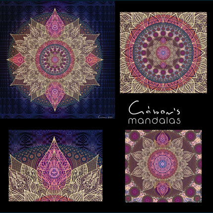 Mystic Lotus Mandala Print  Boho Sacred Geometry Wall Art, Purple Gold Spiritual Decor