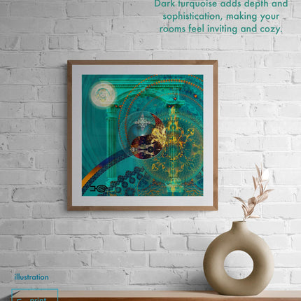 Atlantis Temple of Light  Turquoise & Gold Mandala Portal Sacred Geometry Wall Decor