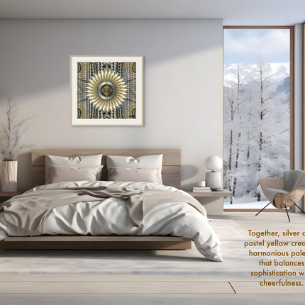 Silver Gold Mandala Print: Sacred Geometry Meditation Decor (Digital Download)