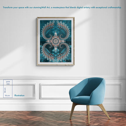 Nijananda Mandala Art Print, Teal Turquoise Sacred Geometry Wall Art, Boho Spiritual Home Decor