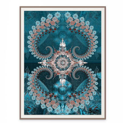 Nijananda Mandala Art Print, Teal Turquoise Sacred Geometry Wall Art, Boho Spiritual Home Decor