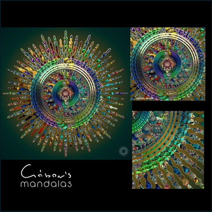 Leuchtender Mandala-Kunstdruck, Wanddekoration mit sakraler Geometrie, spiritueller abstrakter Wohnakzent