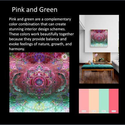 Visionary Mandala Art Print: Sacred Geometry, Psychedelic Boho Wall Art, Pink Green Meditation Decor