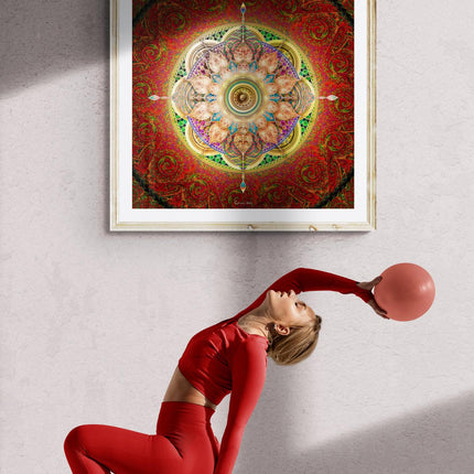 Brahma Mandala Print: Sacred Geometry Ruby Gold Spiritual Wall Art