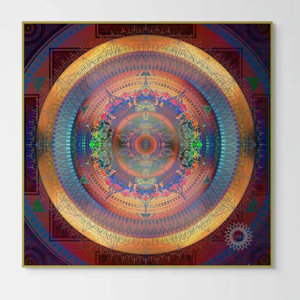 Luminous Mandala Art Print: Psychedelic Geometric Boho Wall Decor Poster