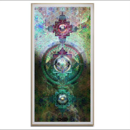 Zen Fusion Mandala Kunstdruck, Heilige Geometrie Wanddeko, Sri Yantra Inspirierte Spirituelle Kunst