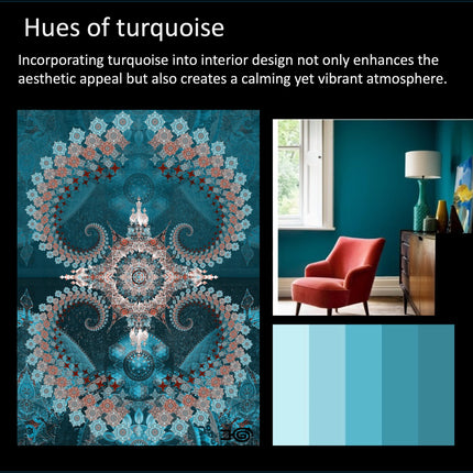 Nijananda Mandala Art Print, Teal Turquoise Sacred Geometry Wall Art, Boho Spiritual Home Decor