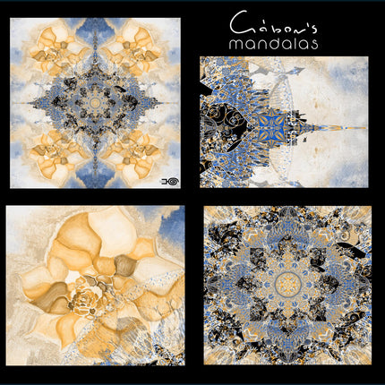 Blue Gold Mandala Wall Art, Large Sacred Geometry Boho Print, for Hotel Lobby, Office or Meditation Room-Excelsis