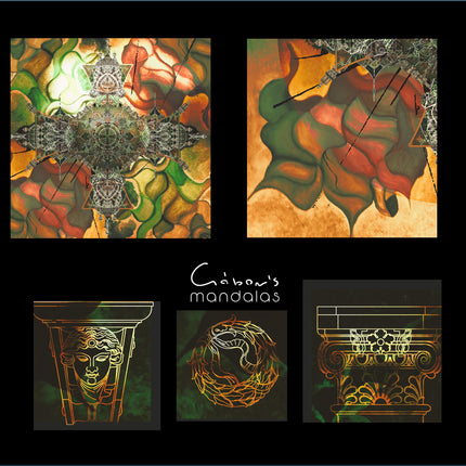 Architectural Mandala Wall Art Print  Green Gold Geometric Home Decor Poster