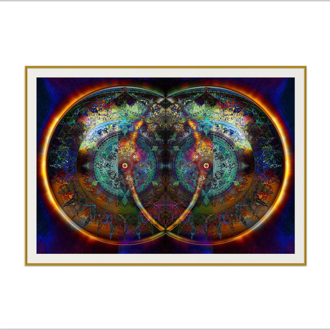 Twin Flames Mandala Art Print: Psychedelic Galaxy Home Decor
