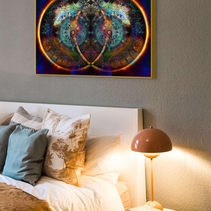 Twin Flames Mandala Art Print: Psychedelic Galaxy Home Decor