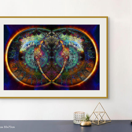 Twin Flames Mandala Art Print: Psychedelic Galaxy Home Decor