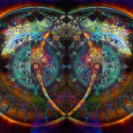Twin Flames Mandala Art Print: Psychedelic Galaxy Home Decor