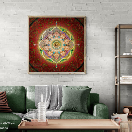 Brahma Mandala Print: Sacred Geometry Ruby Gold Spiritual Wall Art