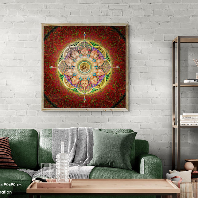 Brahma Mandala Print: Sacred Geometry Ruby Gold Spiritual Wall Art