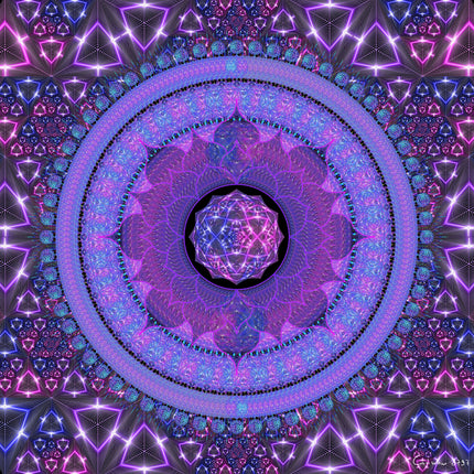 Neopsychedelic Vibrant Abstract Mandala Print, Calming Inspiring Yoga Wall Art, Spiritual Large Living Decor