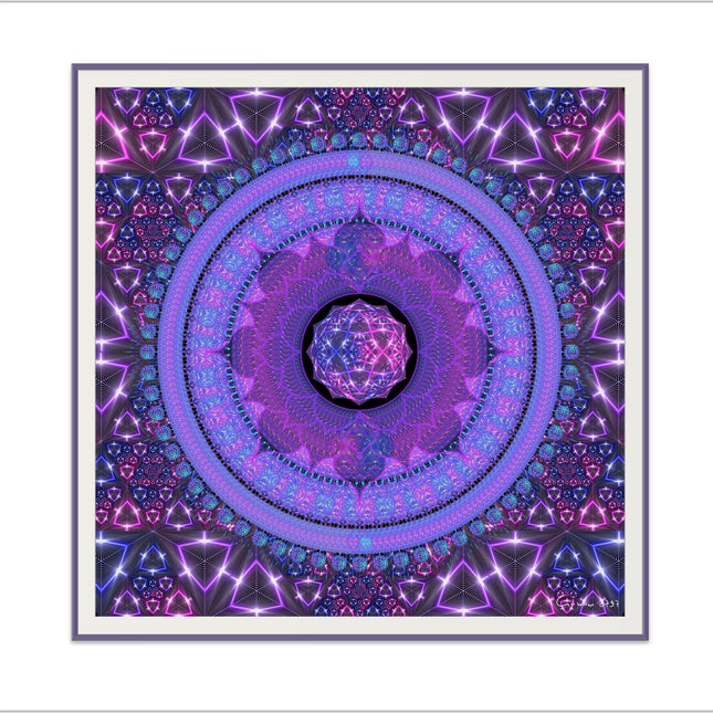 Violet Mandala Wall Art, Large Sacred Geometry Psychedelic Print, for Living Room, Bedroom or Yoga Studio