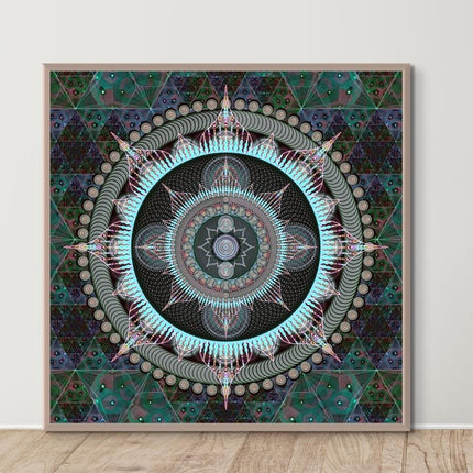 Aquamarin Mandala Kunstdruck: Heilige Geometrie Wanddekoration