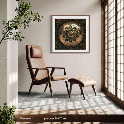 Bronze Mandala Print: Sacred Geometry Spiritual, Boho Meditation Decor (Hahnemühle Photo Rag Metallic)