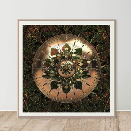 Bronze Mandala Print: Sacred Geometry Spiritual, Boho Meditation Decor (Hahnemühle Photo Rag Metallic)