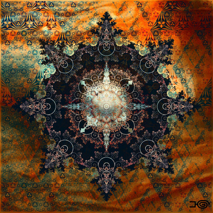 Orange Mandala Wall Art, Large Sacred Geometry Spiritual Print, for Office, Living Room or Meditation Space