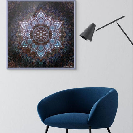 Cosmic Mandala Wall Art  Sacred Geometry Fractal Print, Galaxy Lotus Meditation Decor