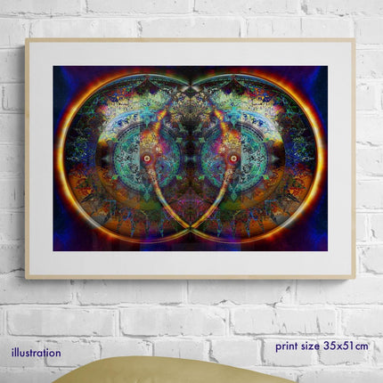 Twin Flames Mandala Art Print: Psychedelic Galaxy Home Decor