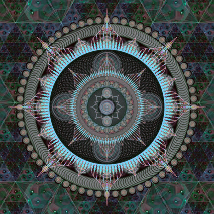 Aquamarin Mandala Kunstdruck: Heilige Geometrie Wanddekoration