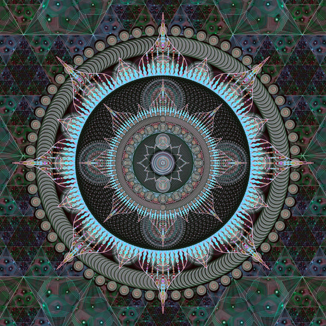 Aquamarin Mandala Kunstdruck: Heilige Geometrie Wanddekoration