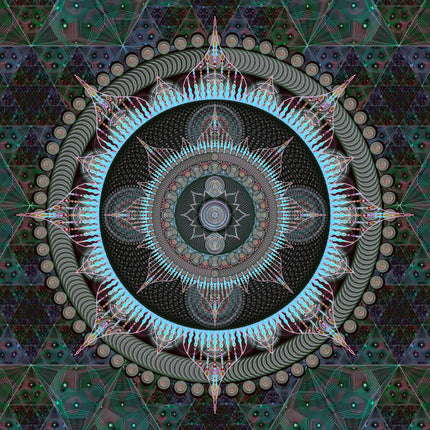 Aquamarine Mandala Wall Print, Sacred Geometry Artwork, Ocean Blue Spiritual Decor, Meditation Poster