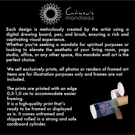 Aquamarin Mandala Kunstdruck: Heilige Geometrie Wanddekoration