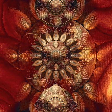 Luminous Bloom - Metallic Sacred Mandala Print, Spiritua Yoga Wall Art, Meditation Living Room Decor