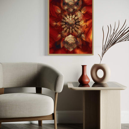 Luminous Bloom - Metallic Sacred Mandala Print, Spiritua Yoga Wall Art, Meditation Living Room Decor