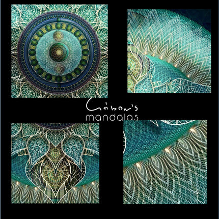 Jazbest – Türkiser Mandala-Kunstdruck, Heilige Geometrie, Boho-Wohnkultur