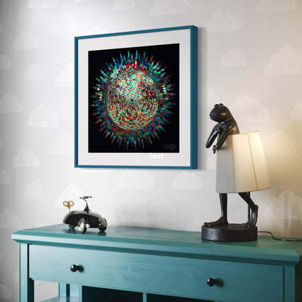 Sunflower Mandala Art Print, Sacred Geometry Wall Art, Spiritual Meditation Decor, Boho Sunburst Artwork