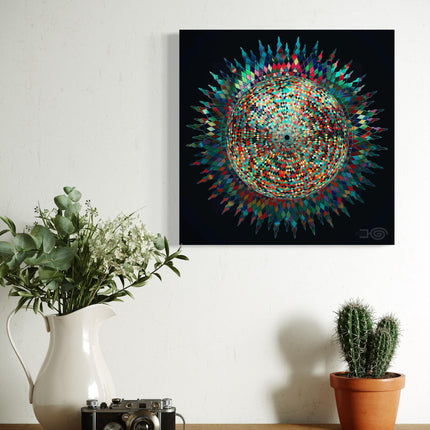 Sunflower Mandala Art Print, Sacred Geometry Wall Art, Spiritual Meditation Decor, Boho Sunburst Artwork