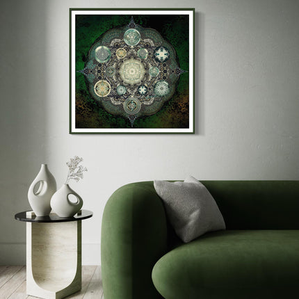 Sage Green Mandala Wall Art  Sacred Geometry Boho Print, Spiritual Decor