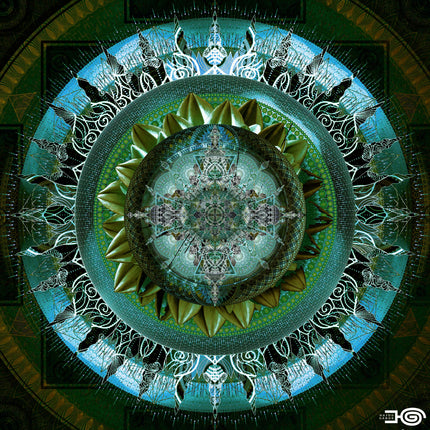 Emerald, Blue Mandala Art Print: Sacred Geometry,Boho Spiritual Home Decor