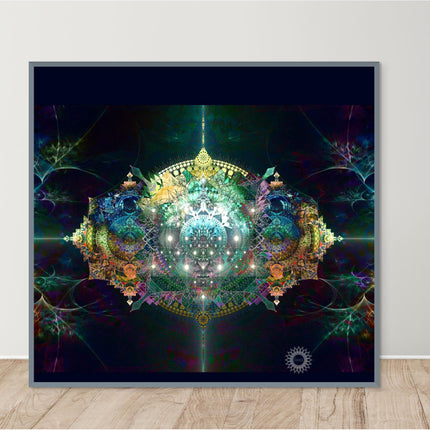 Alameida Luminous Dream Portal  Teal Gold Sacred Mandala Wall Art for Meditation & Spiritual Home Décor
