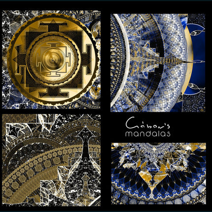 Celestial Sacred Geometry Mandala Clock  Royal Blue Gold Spiritual Wall Art Print
