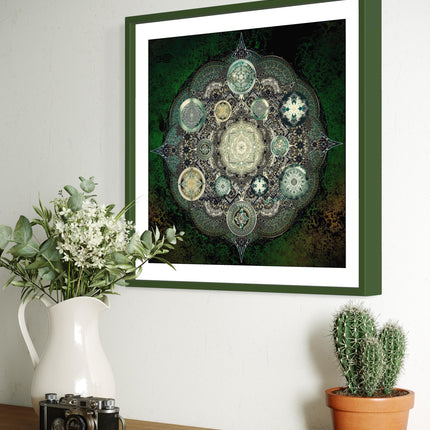 Sage Green Mandala Wall Art  Sacred Geometry Boho Print, Spiritual Decor