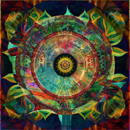 Rainbow Floral Mandala Print, Sacred Geometry Art, Meditation Decor