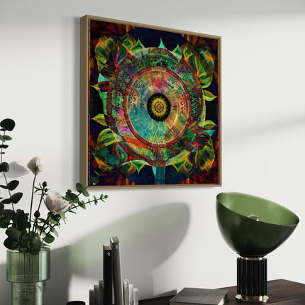 Rainbow Floral Mandala Print, Sacred Geometry Art, Meditation Decor