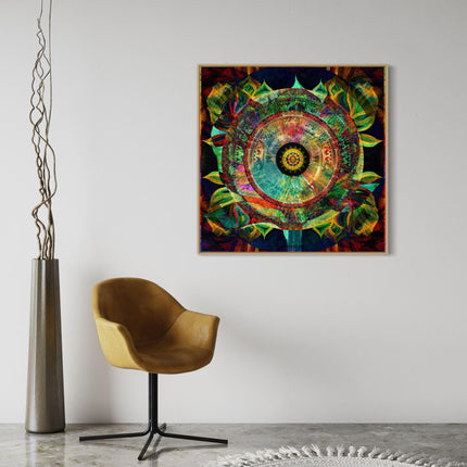 Rainbow Floral Mandala Print, Sacred Geometry Art, Meditation Decor