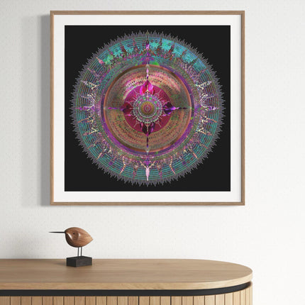 Mystic Lotus Mandala Art Print  Teal Magenta Sacred Geometry Wall Art (Digital Download)
