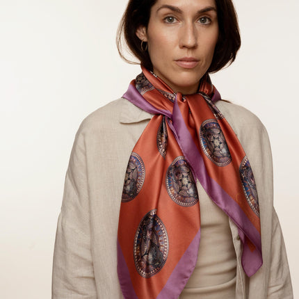 Boho Mandala Silk Scarf, Mandala Art Shawl, Limited Edition Italian Design Gift for Her