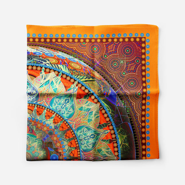 Mandala Silk Scarf, Designer Italian Silk, Limited Edition (90cm)