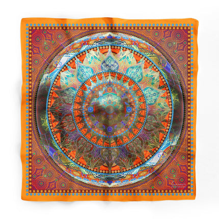 Mandala Silk Scarf, Designer Italian Silk, Limited Edition (90cm)